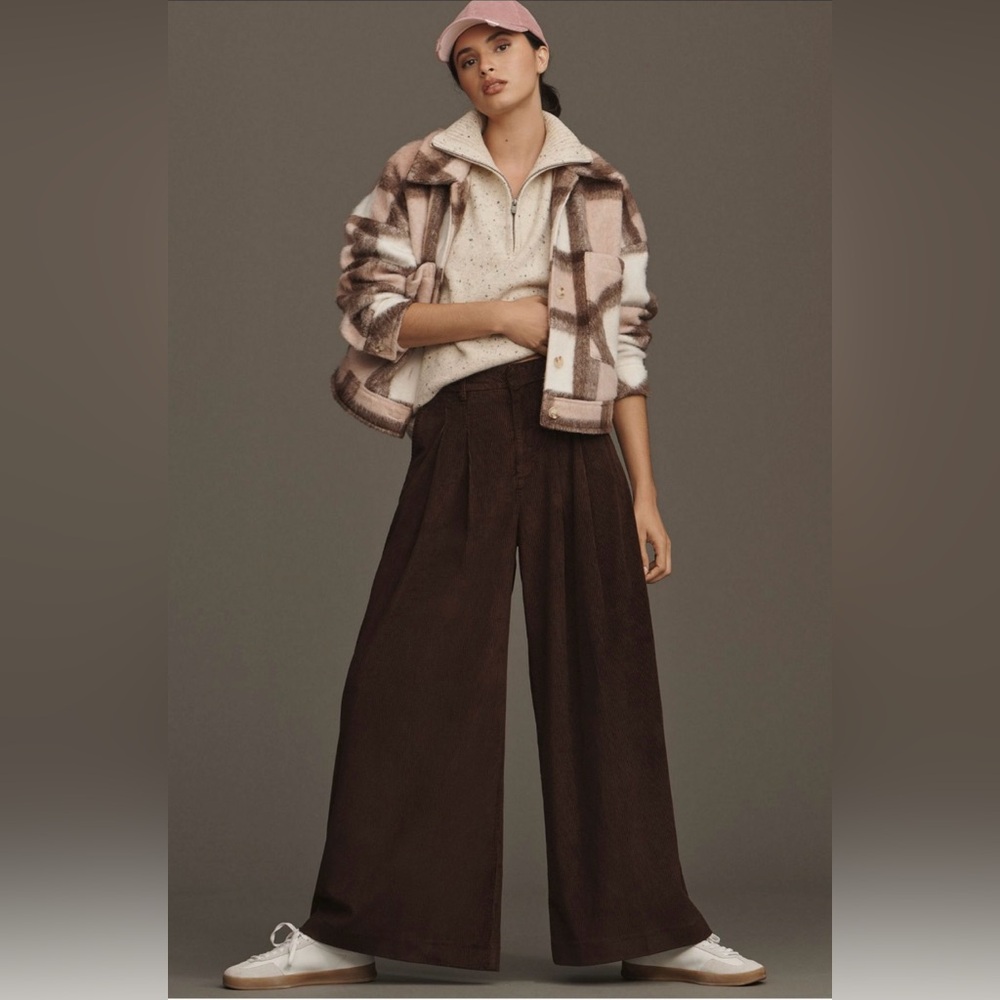 Maeve The Avery Pleated Wide Leg Trousers: Corduroy Edition size 6